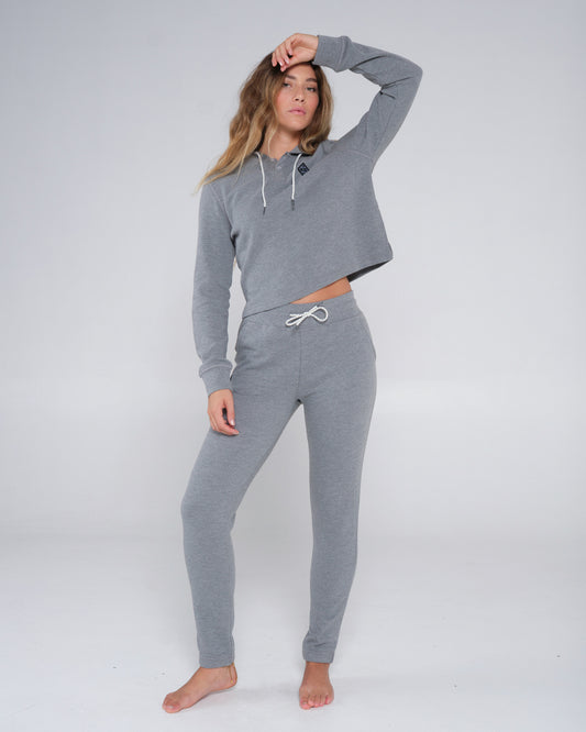 On body front of the Tippet Heather Grey Pant