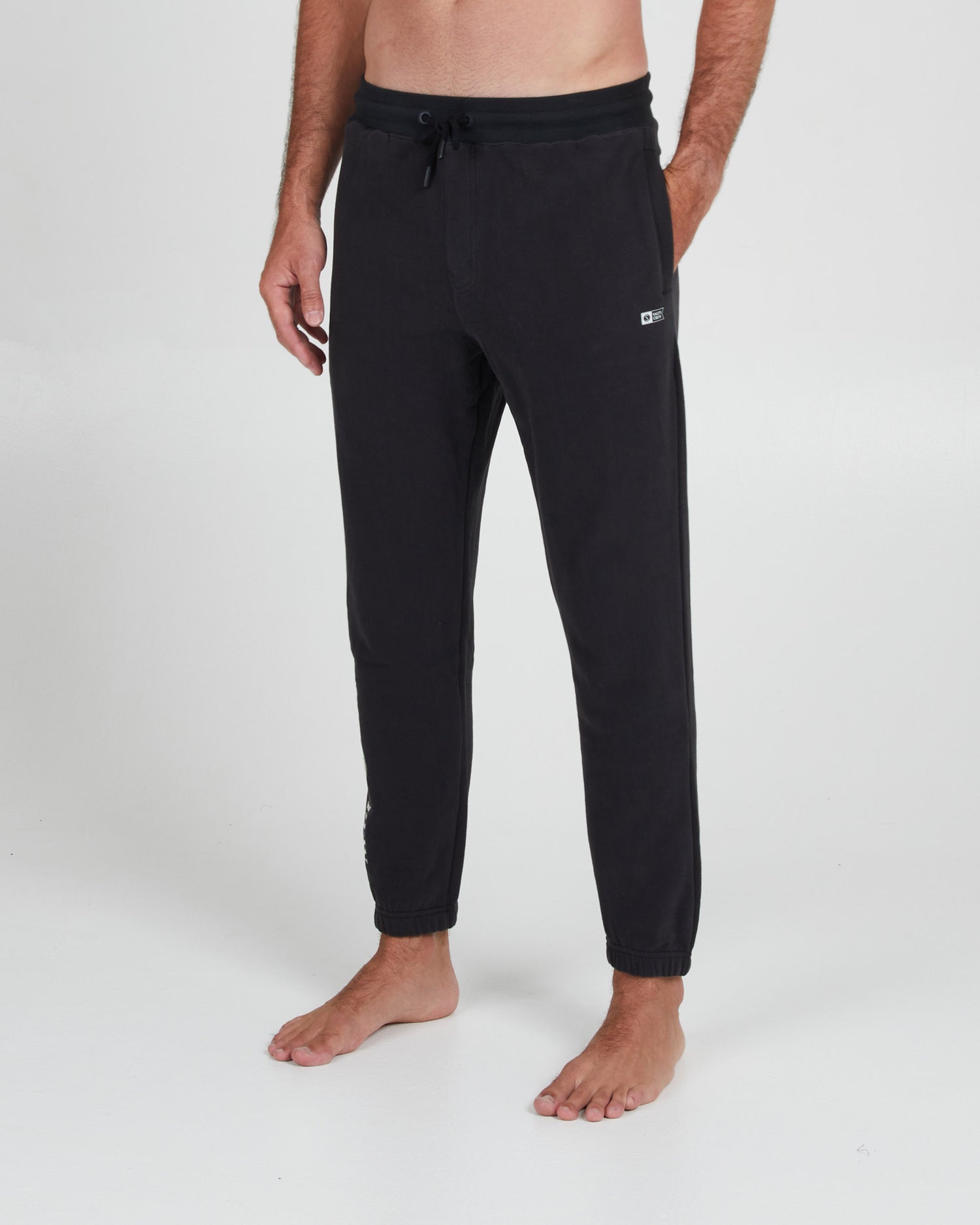 On body front angle of the Dockside Black Sweatpant