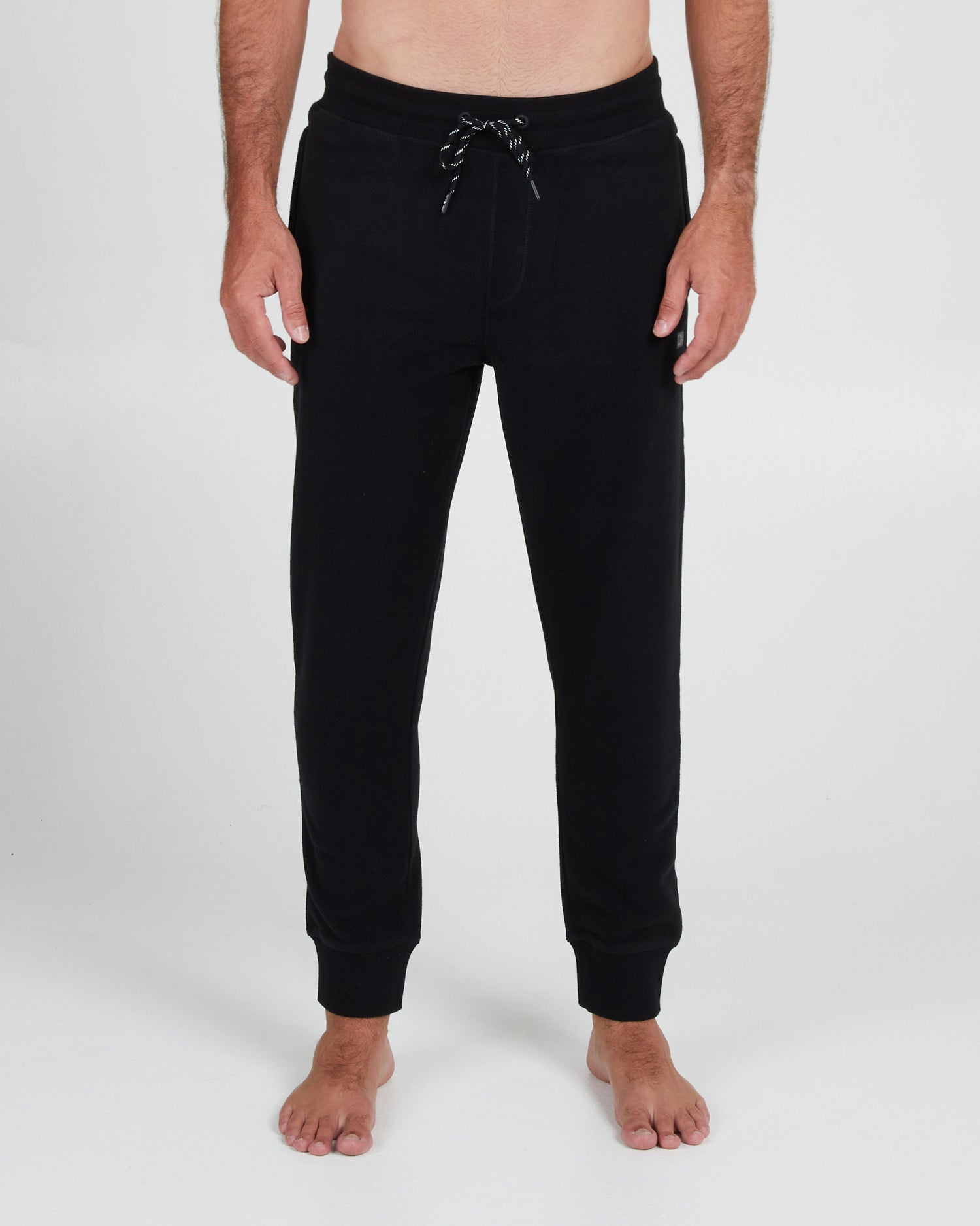 On body front of the Ebbtide Black Polar Fleece Pant