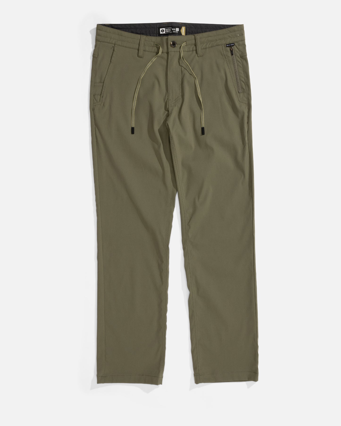 Front view of the Transom Tech Pants - Dusty Olive. 