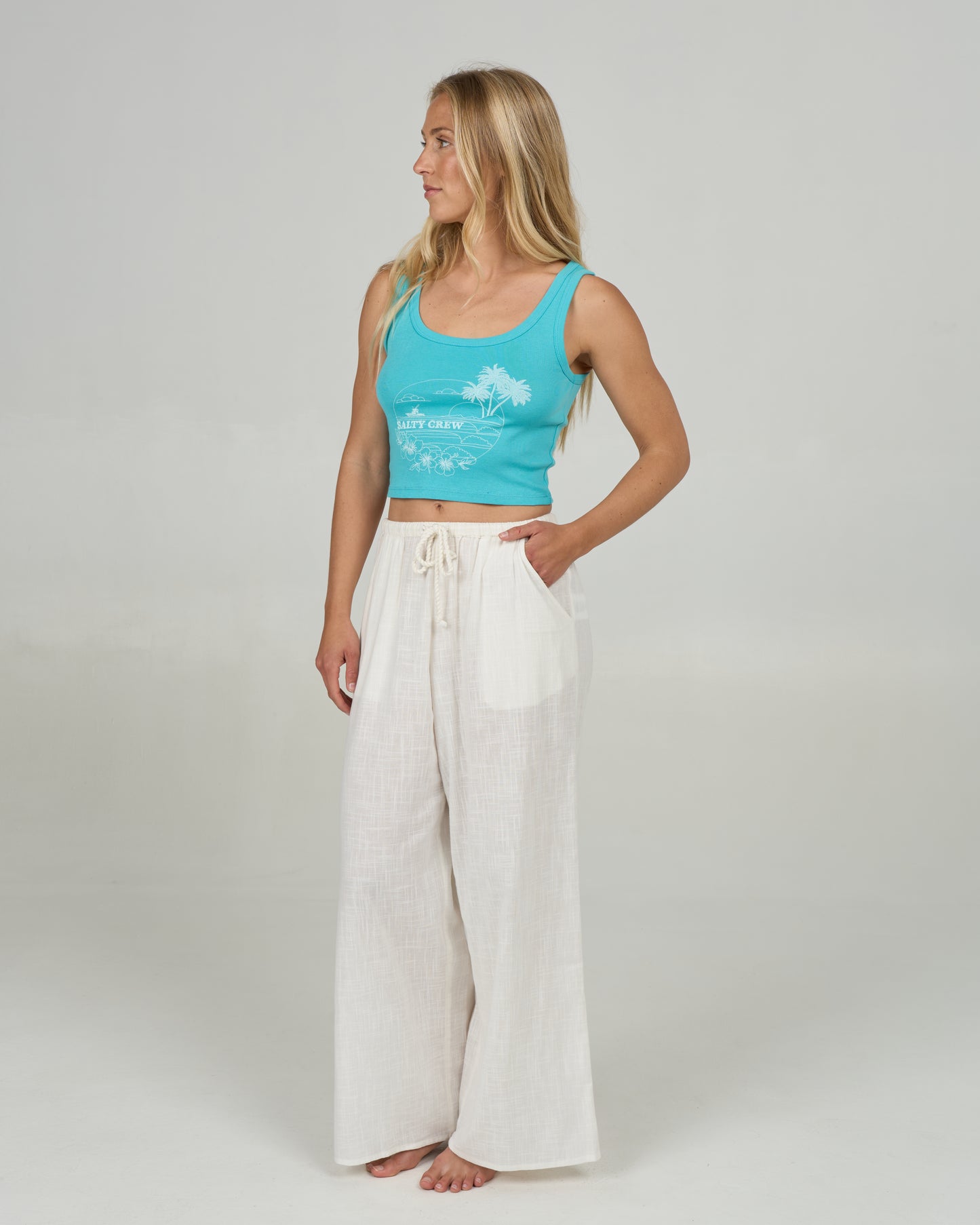 Front view of the Cabana Pant - Off White. 