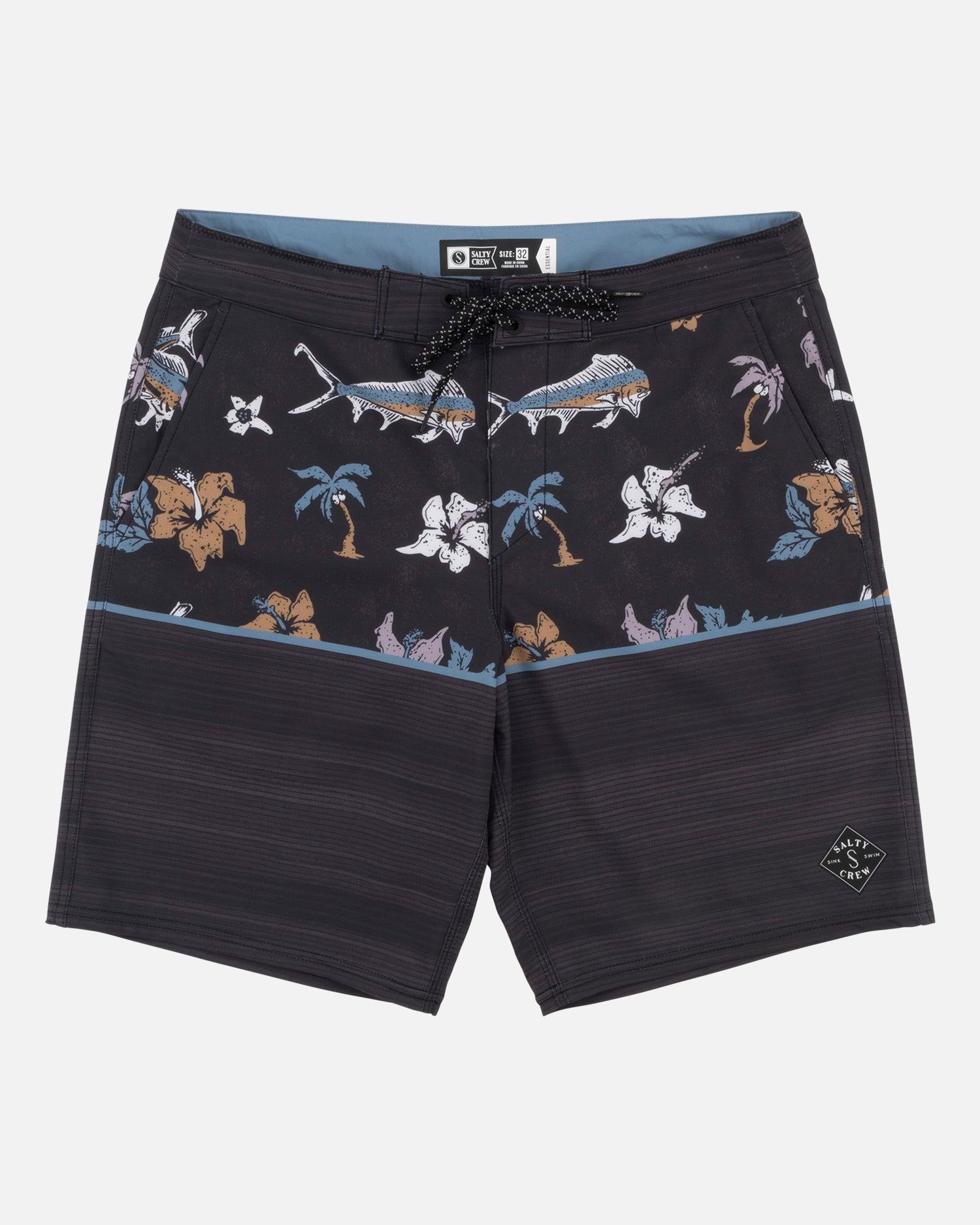 Off body front  of the Tandem Black/Black Boardshort