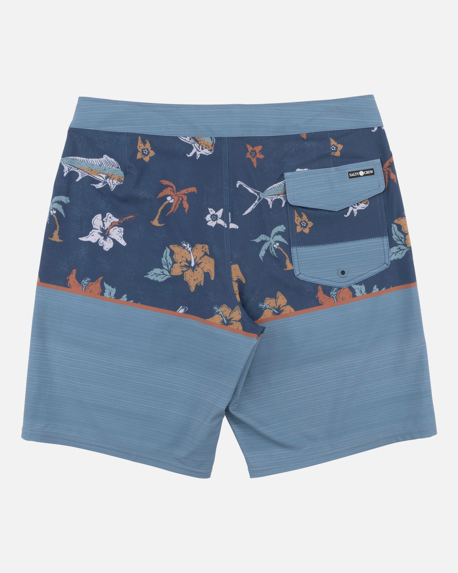 Off body back of the Tandem Denim/Slate Boardshort