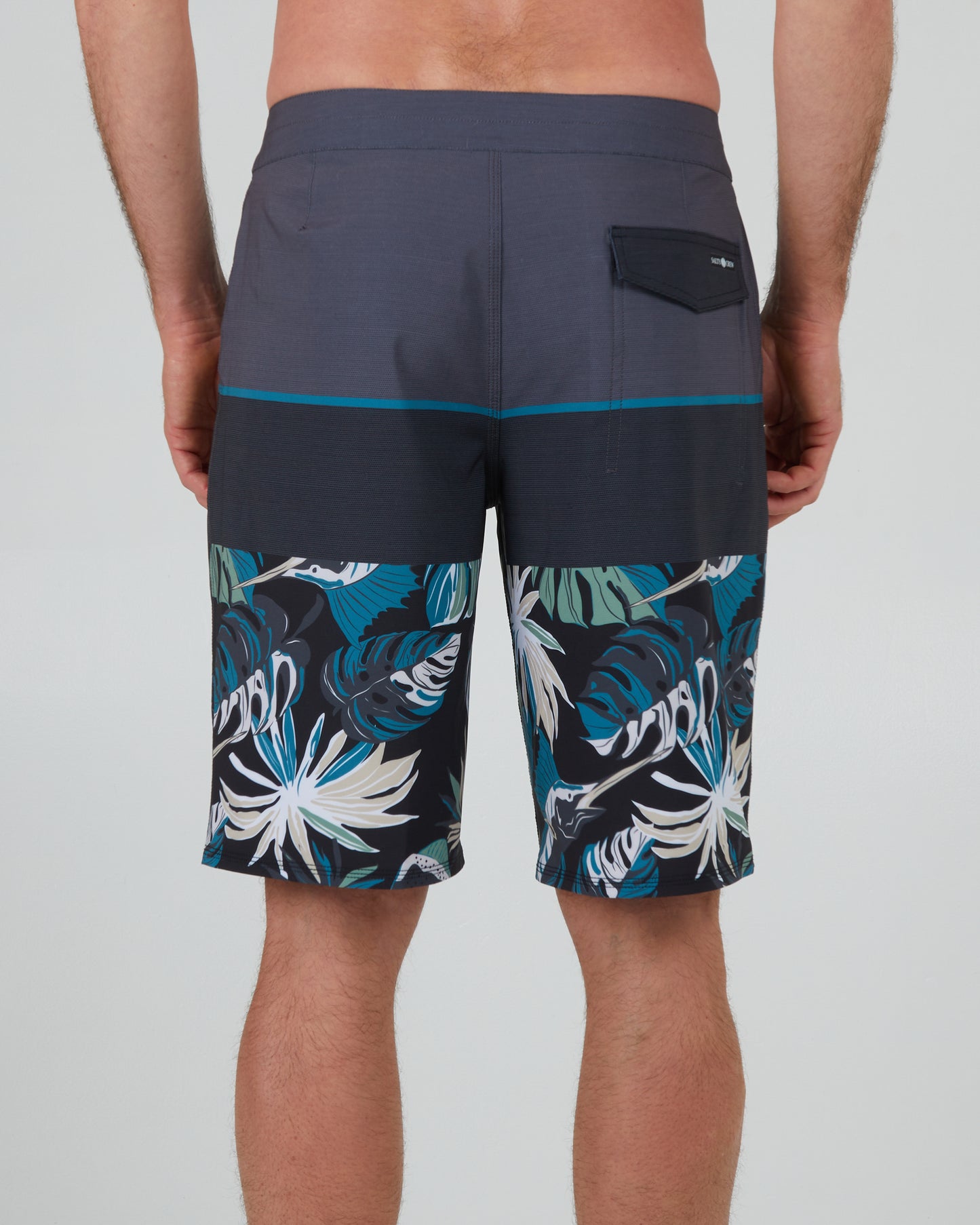 back view of Stacked Charcoal Boardshort