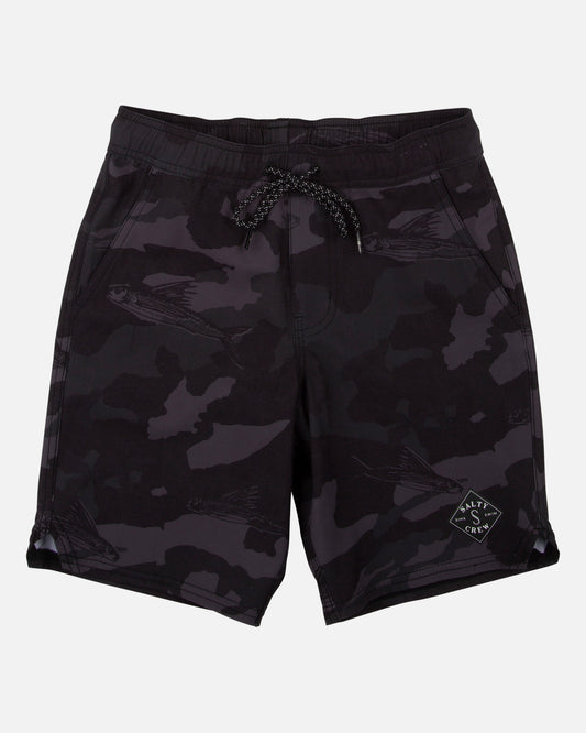 Lowtide Boys Black Camo Elastic Boardshort