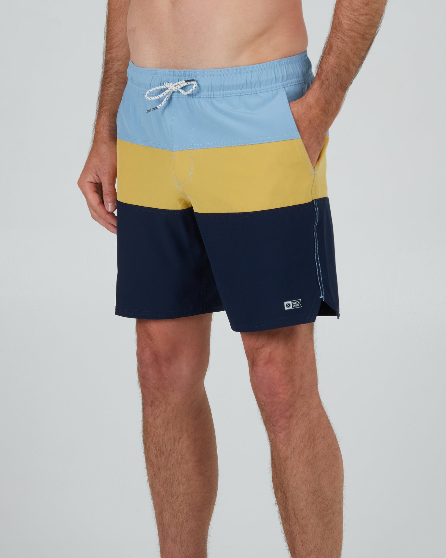 front angled view of Beacons 2 Seaweed Elastic Boardshort