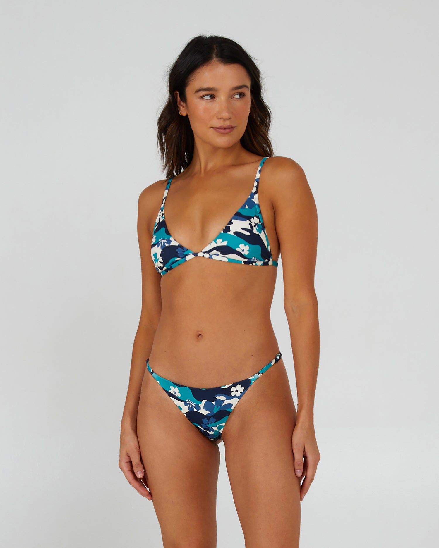 front view of Shorebreak Sea Green Side String Bikini Bottom