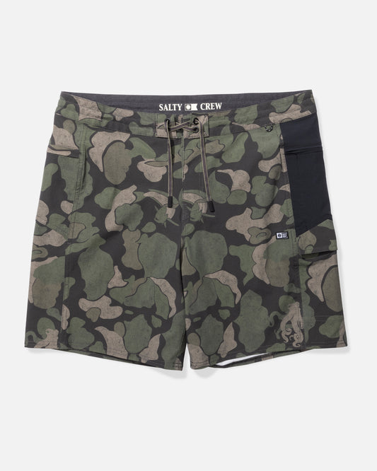 Front view of the Flagship Boatshort - Dark Olive. 