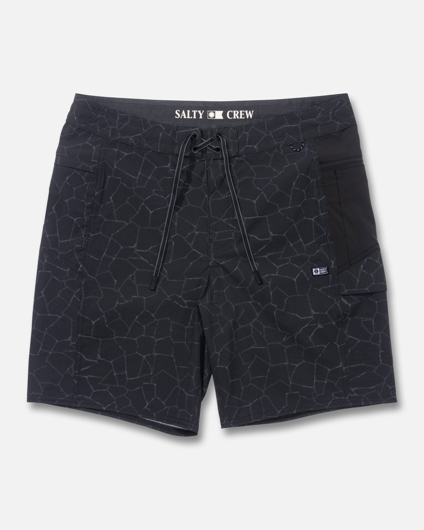 Front view of the Flagship Boatshort - Pirate Black. 