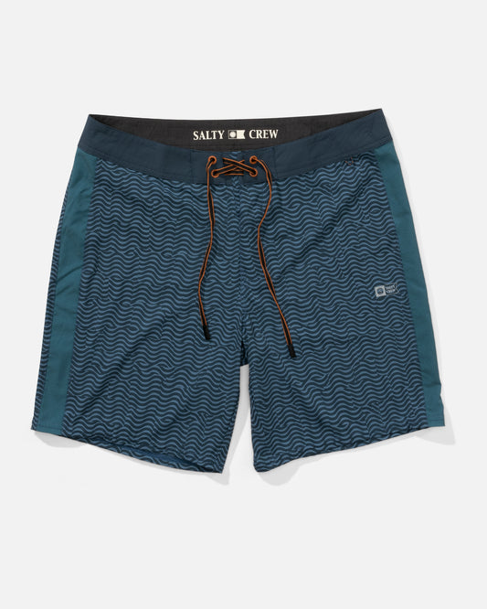 Front view of the Channel Apex Boardshort - Channel Blue. 