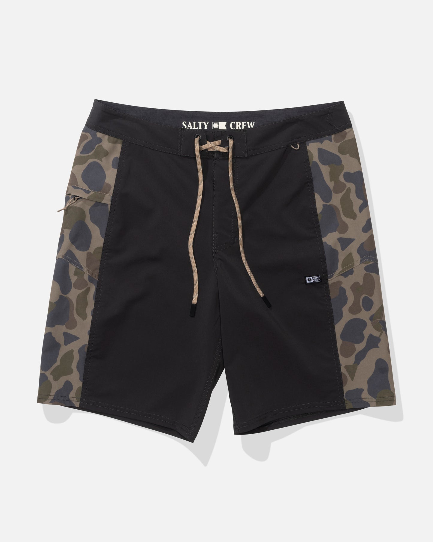 Front view of the Flagship Boardshort - Sand Camo. 
