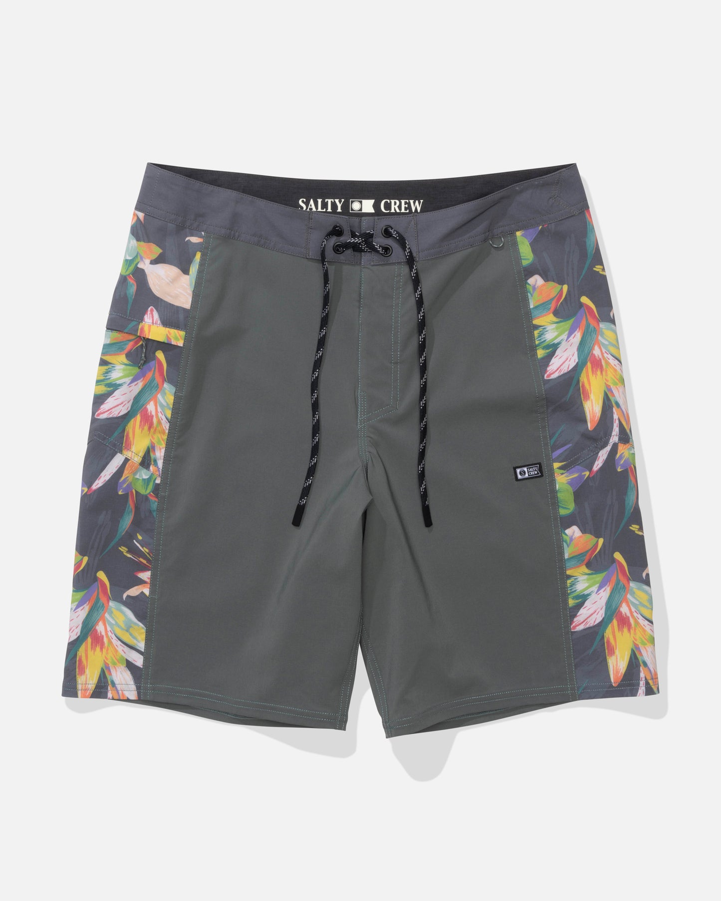 Front view of the Flagship Boardshort - Washed Green. 