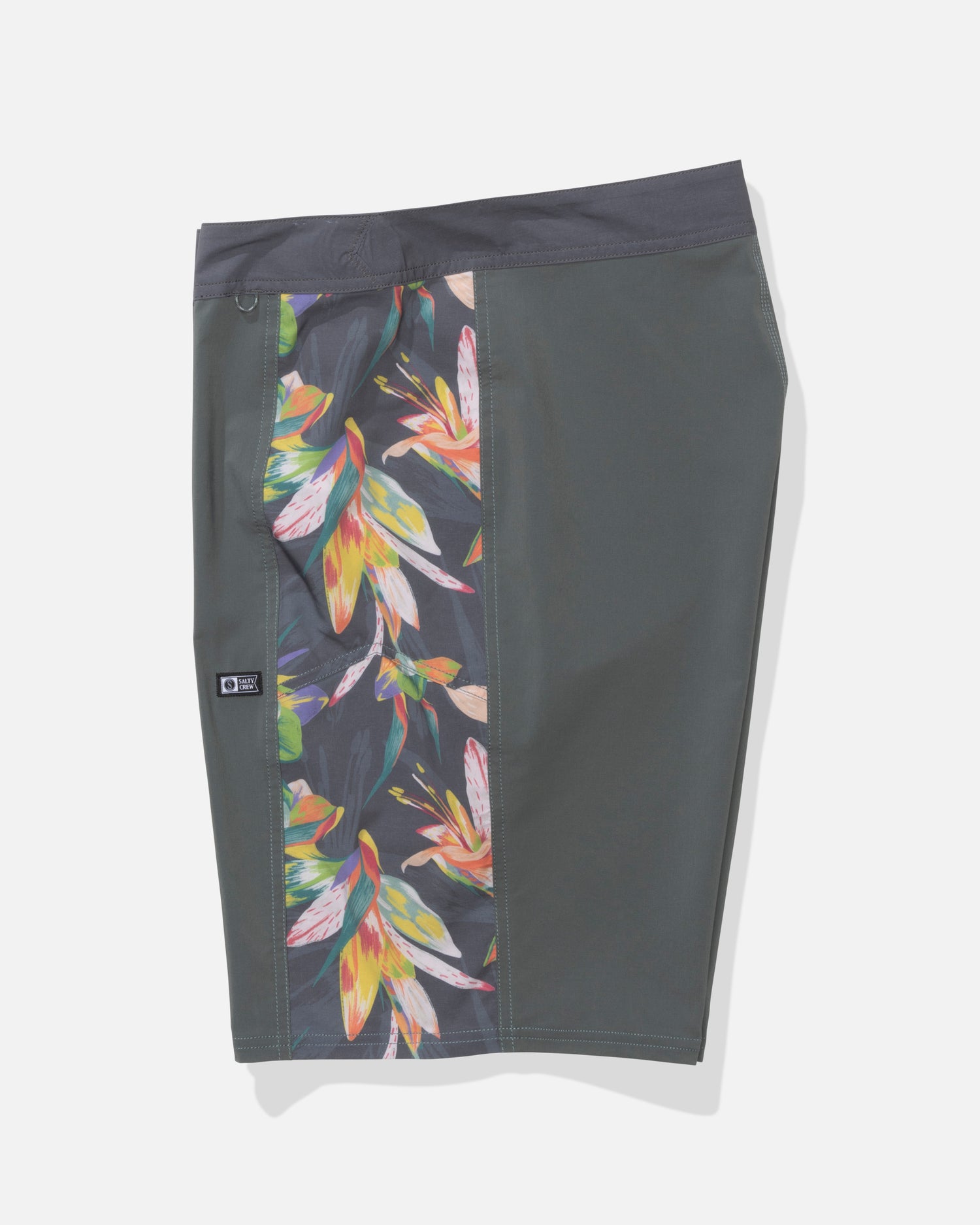 Profile view of the Flagship Boardshort - Washed Green. 