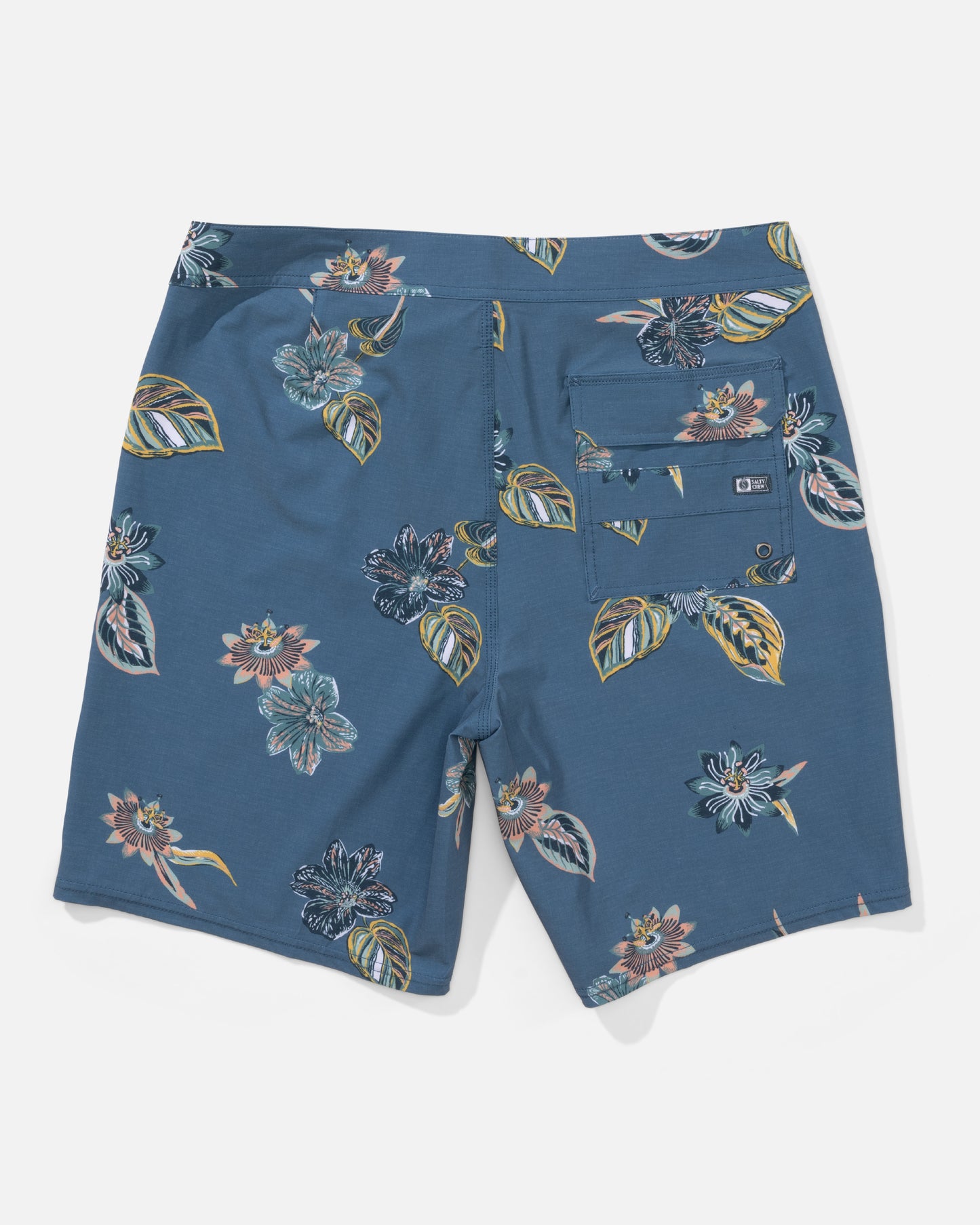 Back view of the Crew Boardshort - Channel Blue. 