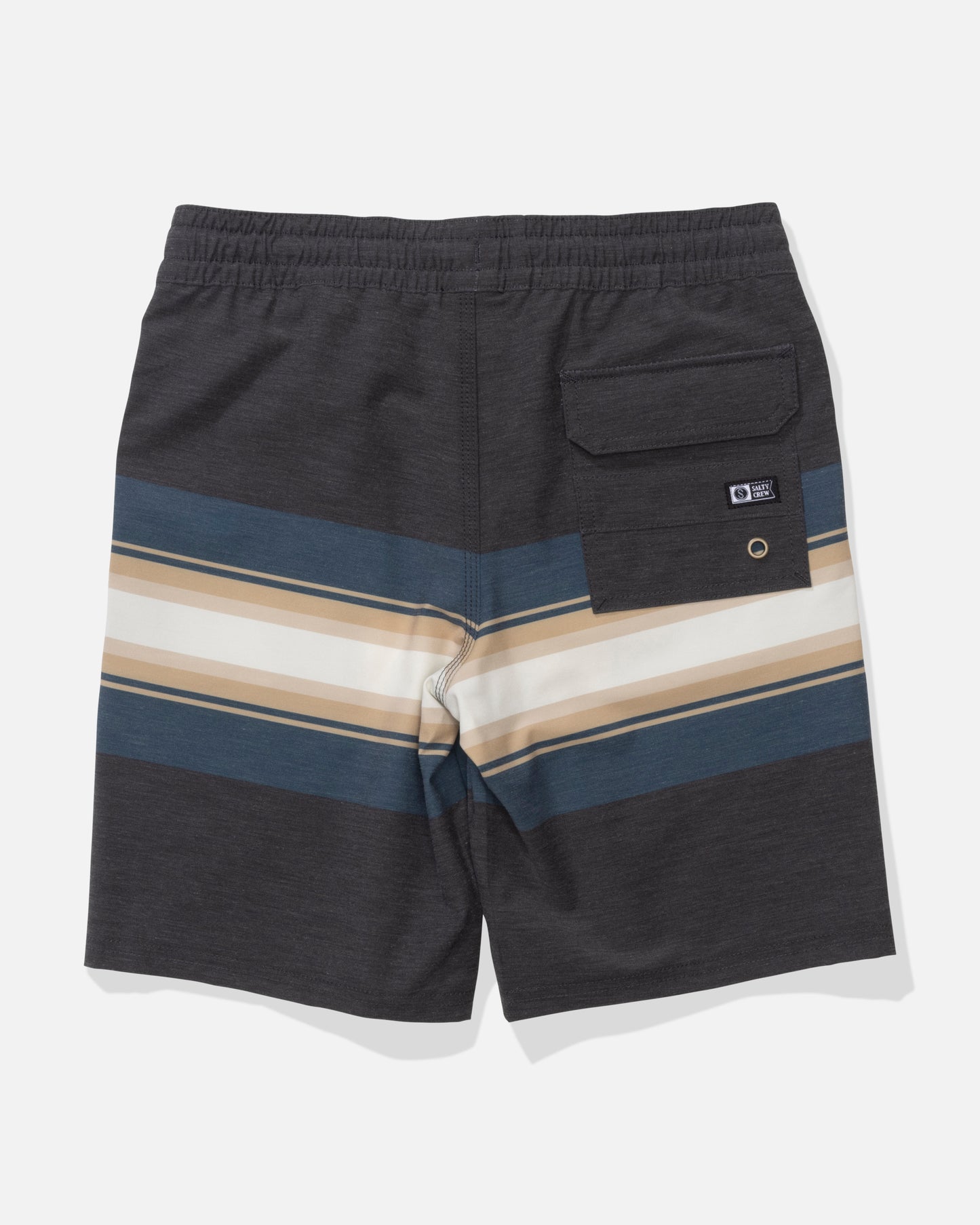 Back view of the Crew 16" Boys Stripe Volley - Pirate Black. 