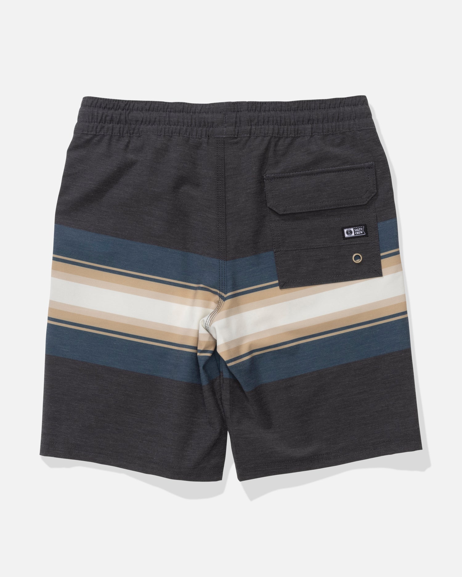 Back view of the Crew 16" Boys Stripe Volley - Pirate Black. 