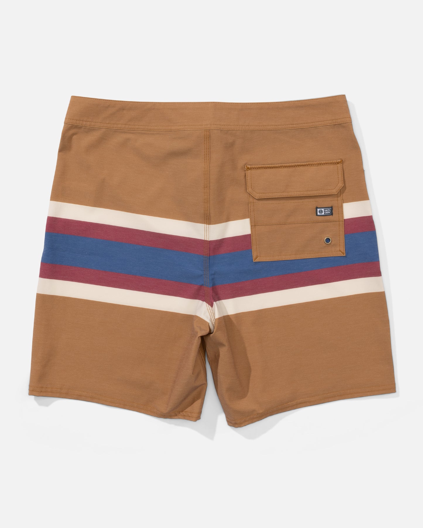 Back view of the Crew Stripe Boardshort - Bone Brown. 
