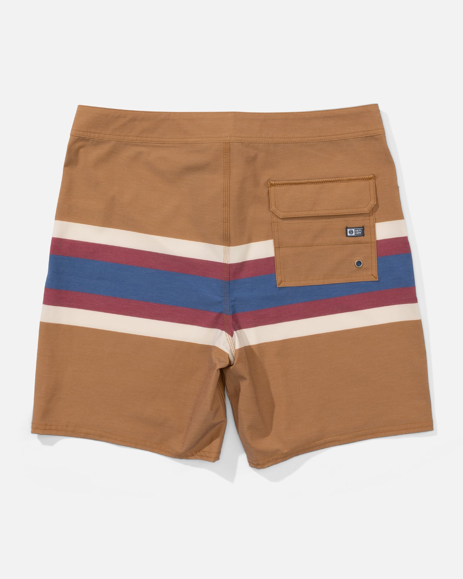 Back view of the Crew Stripe Boardshort - Bone Brown. 