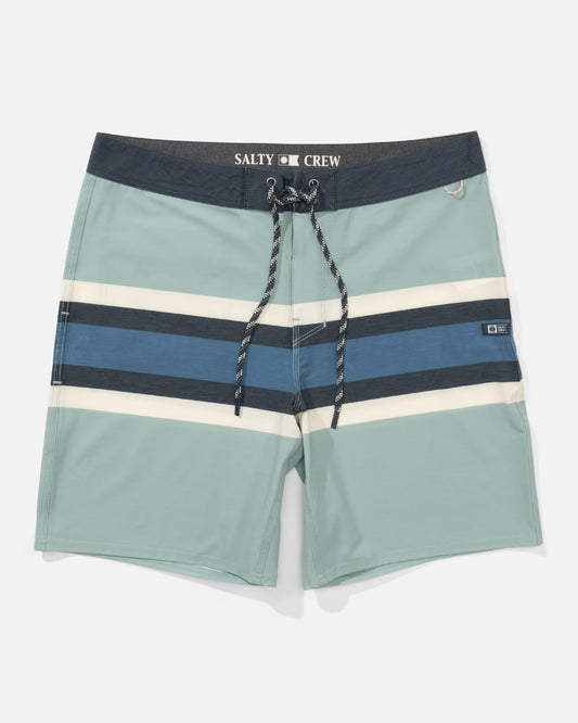 Front view of the Crew Stripe Boardshort - Marine. 