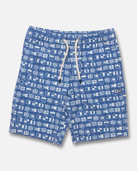 Front view of the Crew Boys Volley - True Navy. 