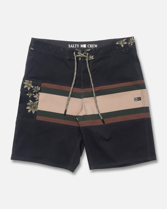 Front view of the Refuge Boardshort - Pirate Black. 