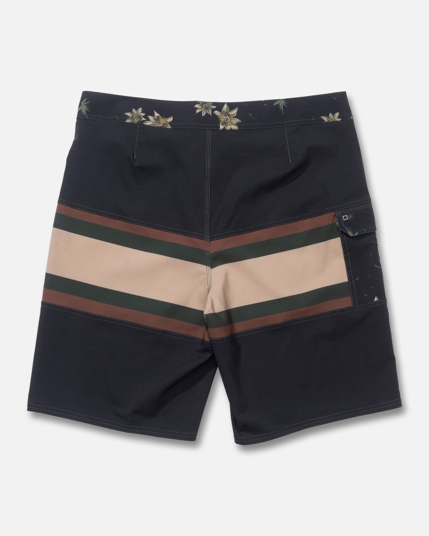 Back view of the Refuge Boardshort - Pirate Black. 
