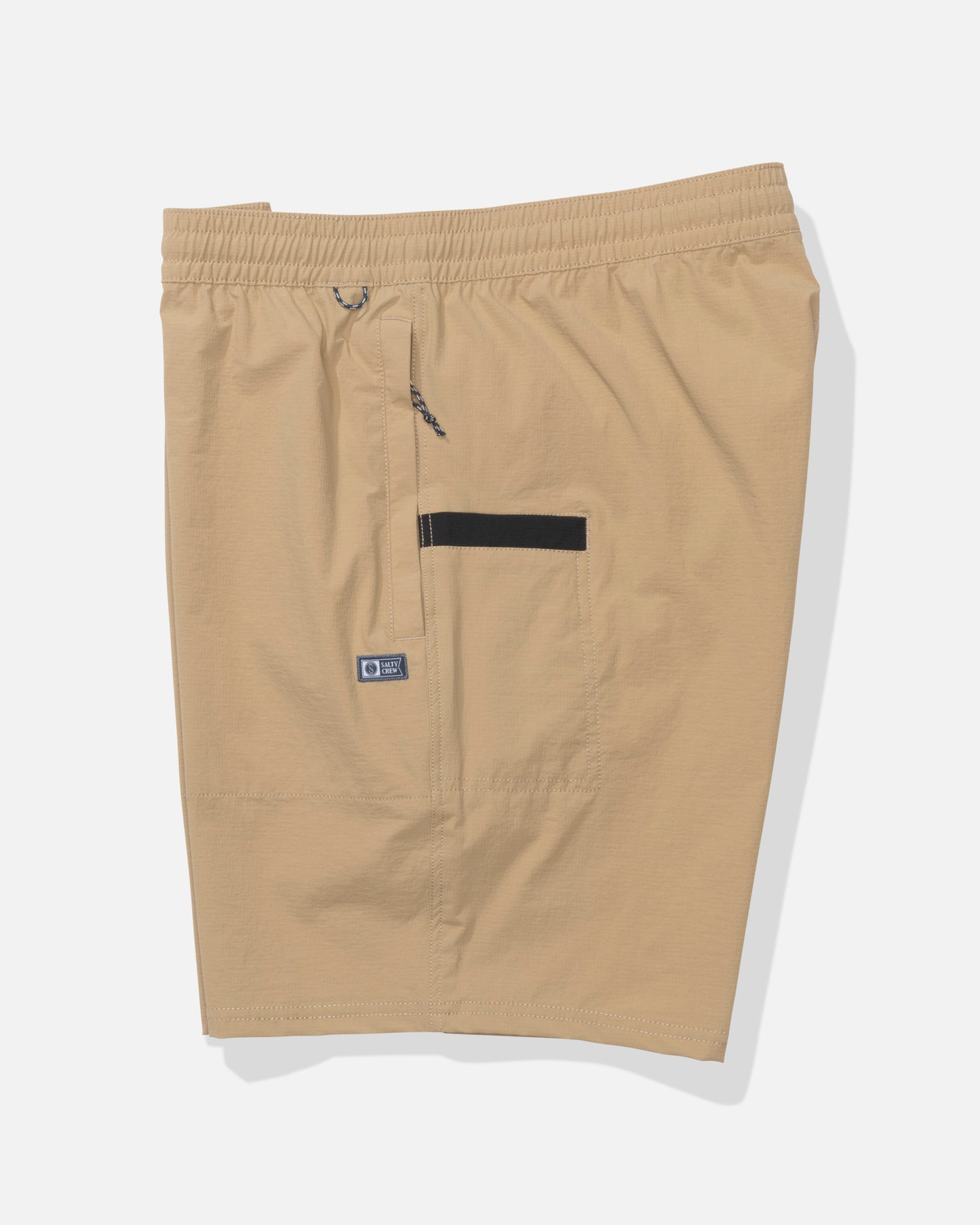 Profile view of the Crew Boatshort Ewaist - Khaki. 