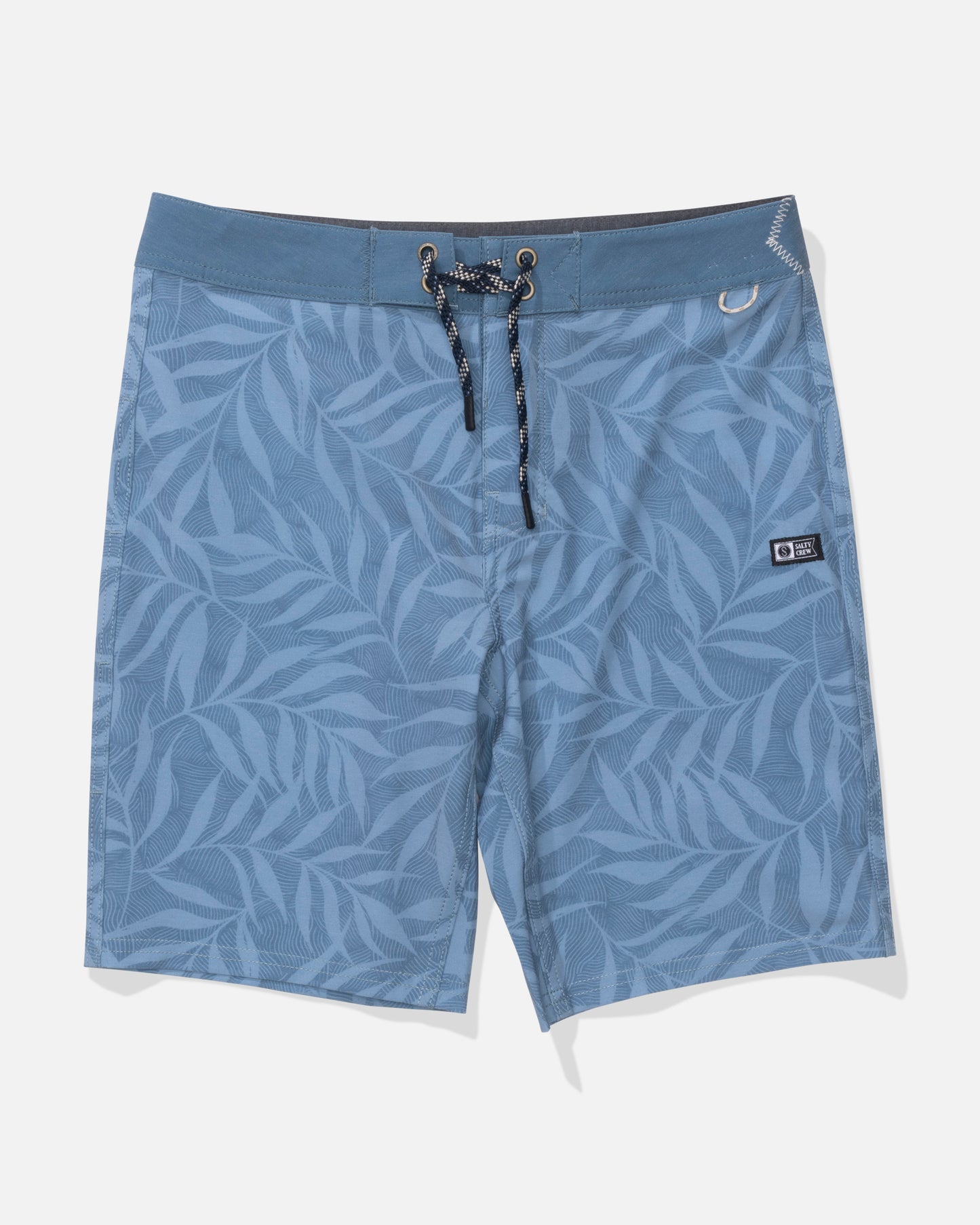 Front view of the Crew 17" Boys Boardshort - Mid Blue. 