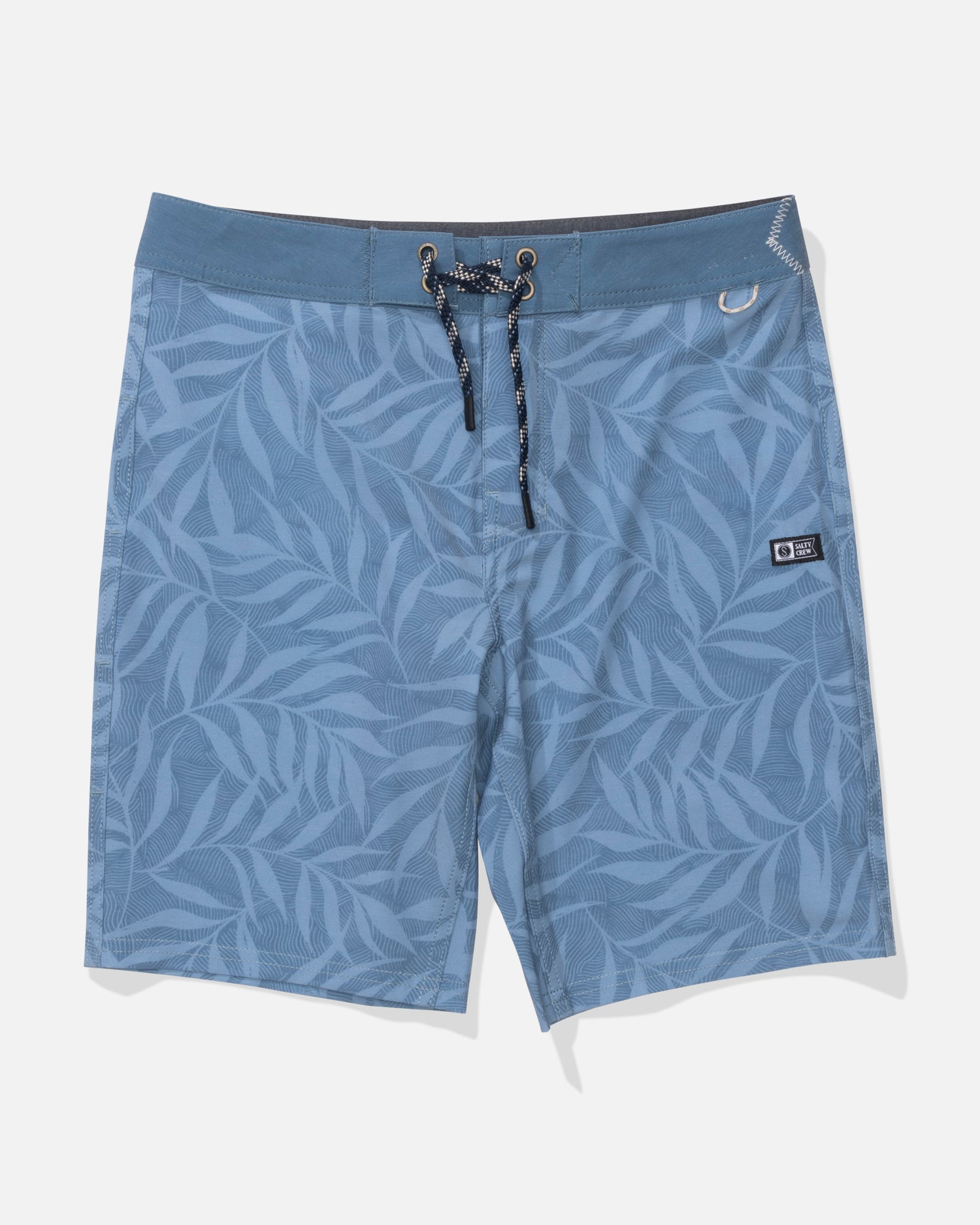 Front view of the Crew 17" Boys Boardshort - Mid Blue. 