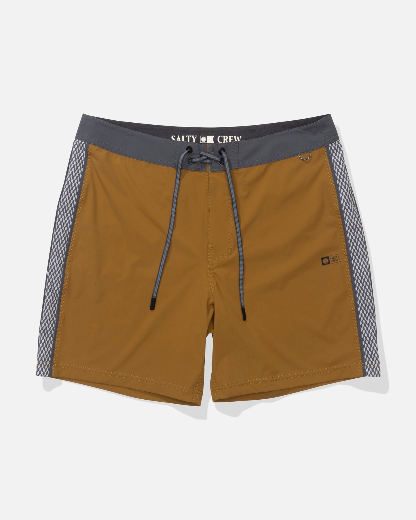 Front view of the Channel Apex Boardshort - Bronze Brown. 