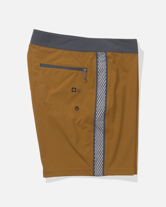 Alternate profile view of the Channel Apex Boardshort - Bronze Brown. 