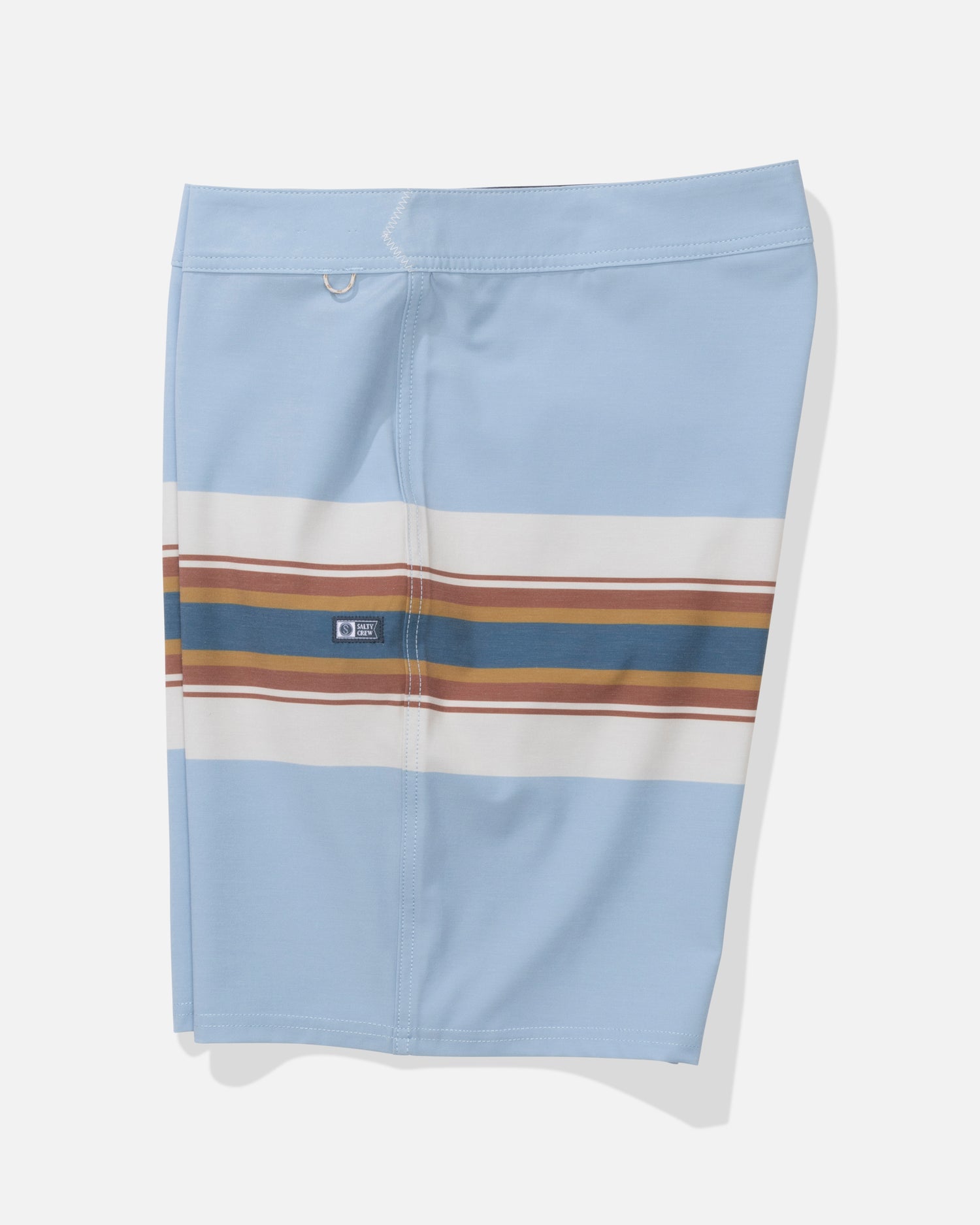 Profile view of the Crew Stripe Boardshort - Coast Blue. 