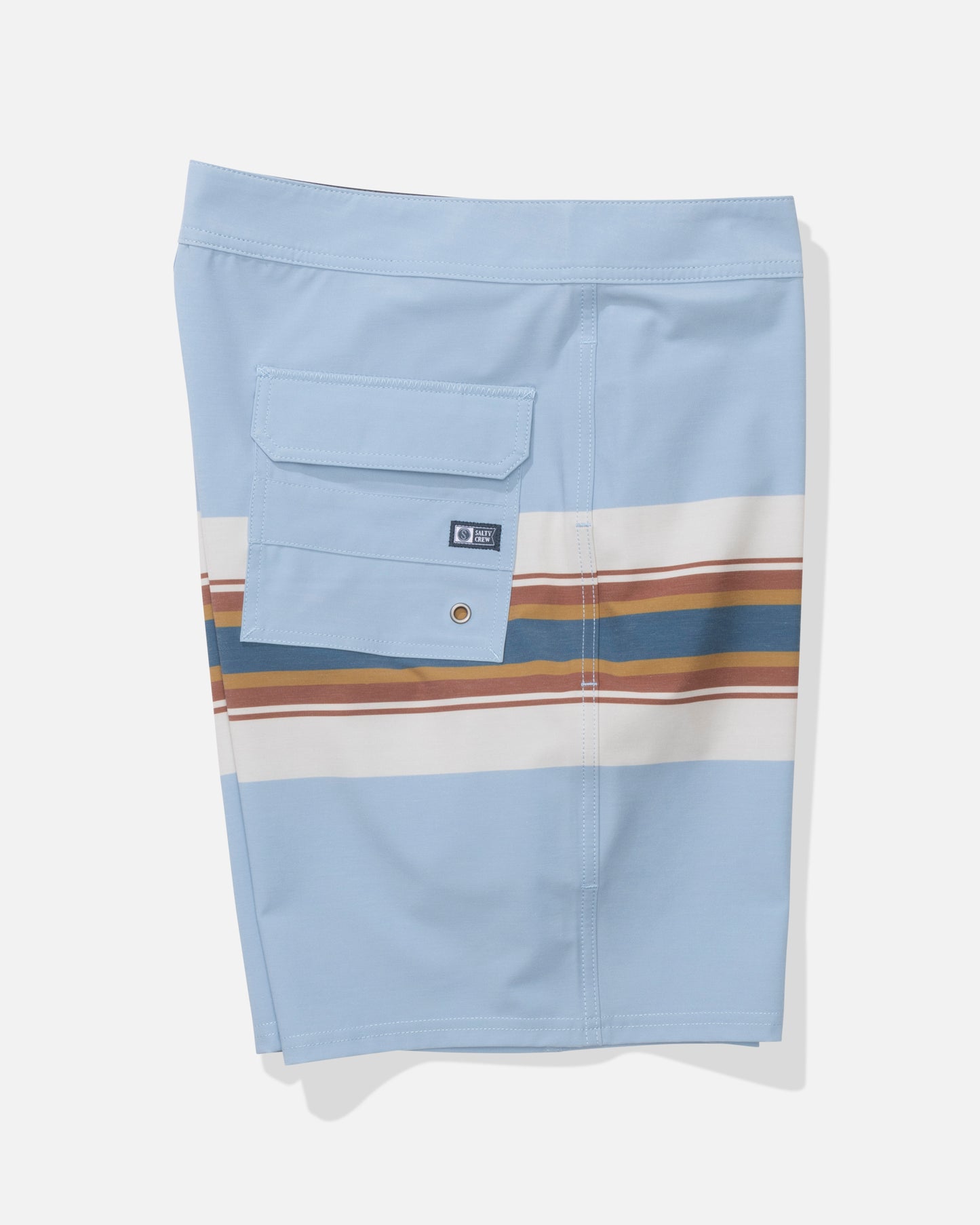 Alternate profile view of the Crew Stripe Boardshort - Coast Blue. 