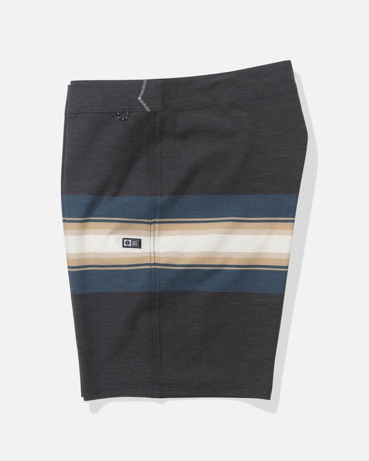 Profile view of the Crew Stripe Boardshort - Pirate Black. 