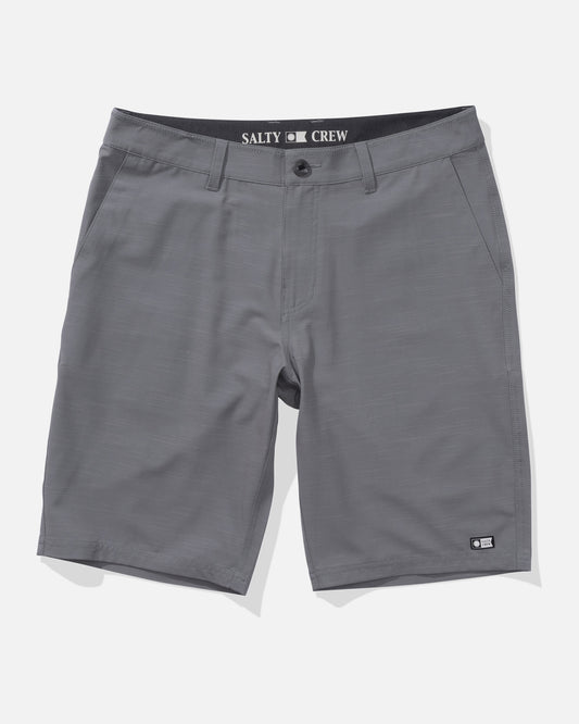 Front view of the Drifter 21" Triblend Hybrid Short - Gray. 