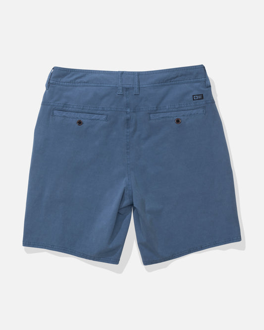 Back view of the Transom Overdye Short - Mid Blue.