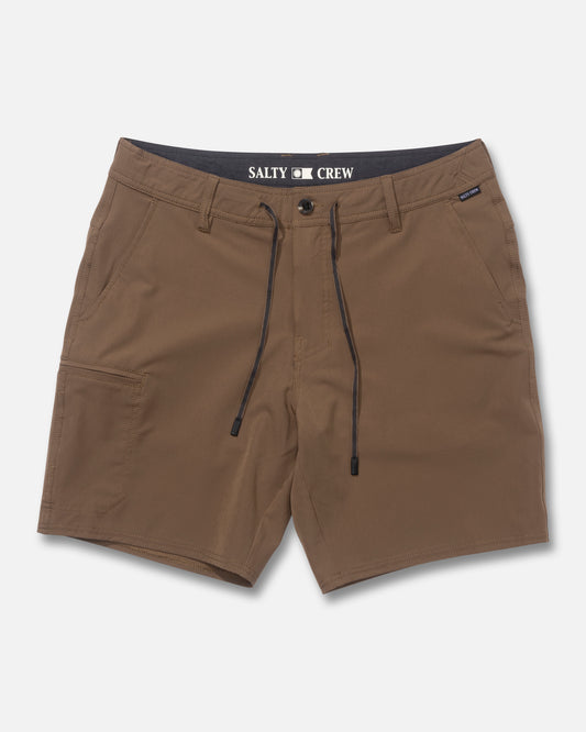 Front view of the Transom Tech Short - Dark Brown. 