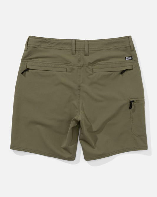 Back view of the Transom Tech Short - Dusty Olive. 