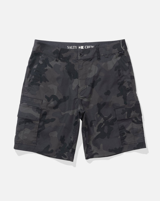 Front view of the Transom Cargo Short - Black Camo. 