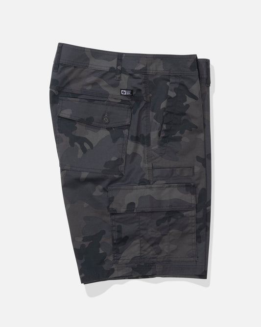 Alternate profile view of the Transom Cargo Short - Black Camo. 