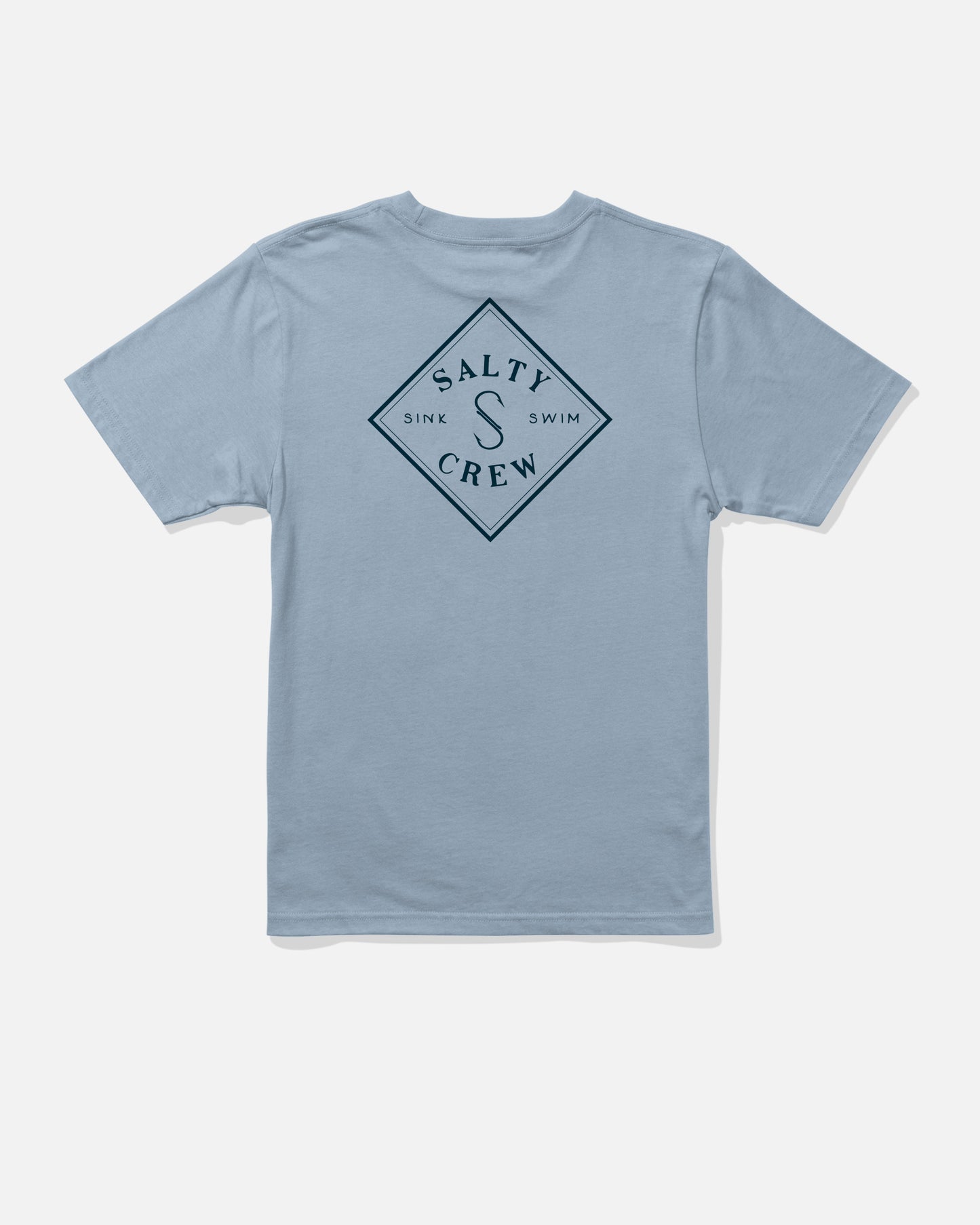 Front view of the Tippet Boys Tee - Blue Fog. 