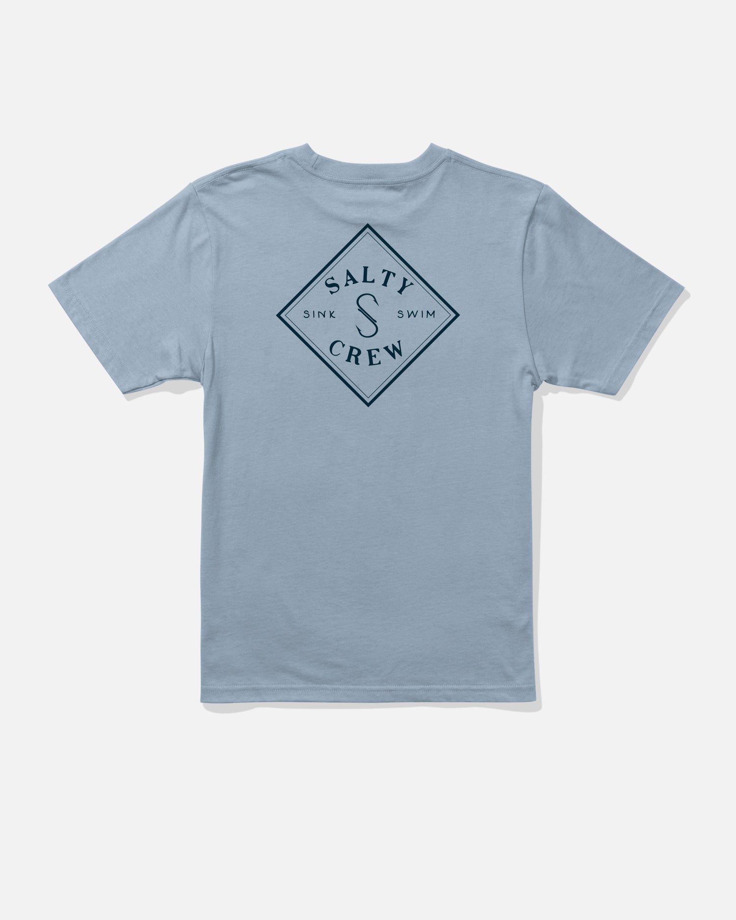 Front view of the Tippet Boys Tee - Blue Fog. 
