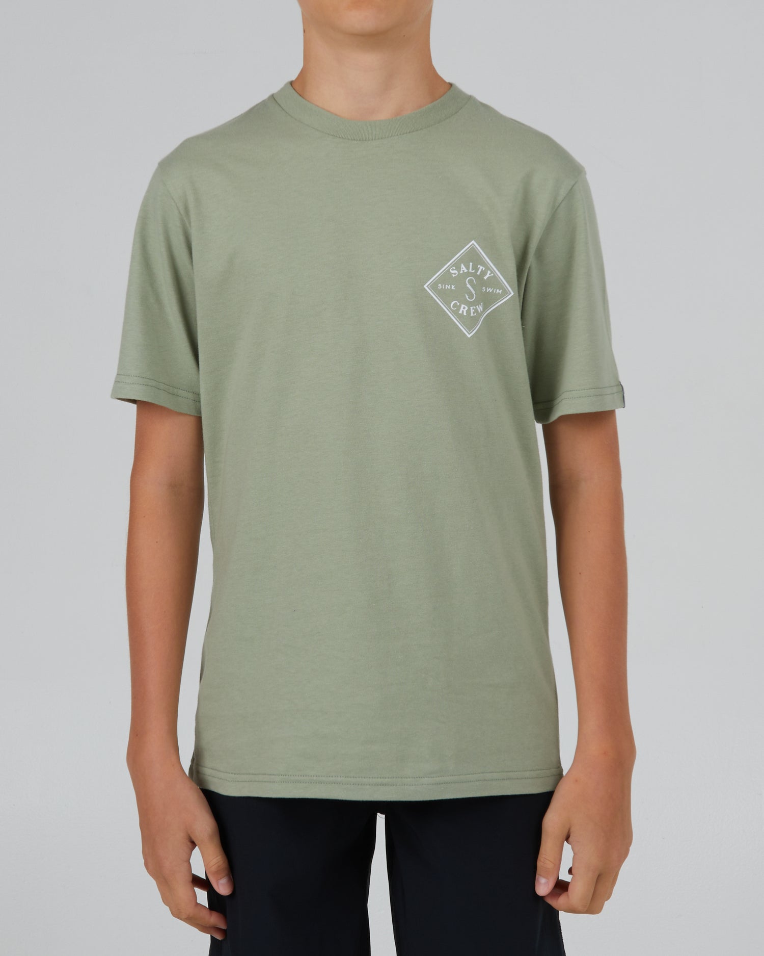 front view of Tippet Boys Dusty Sage S/S Tee