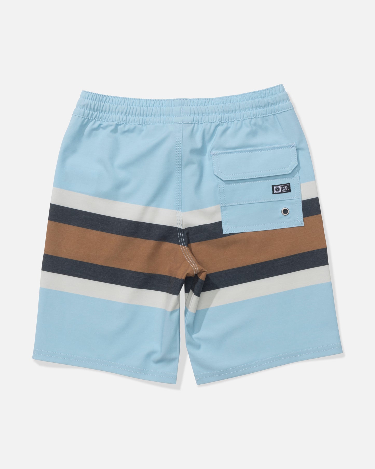 Back view of the Crew Boys Stripe Volley - Clear Sky. 