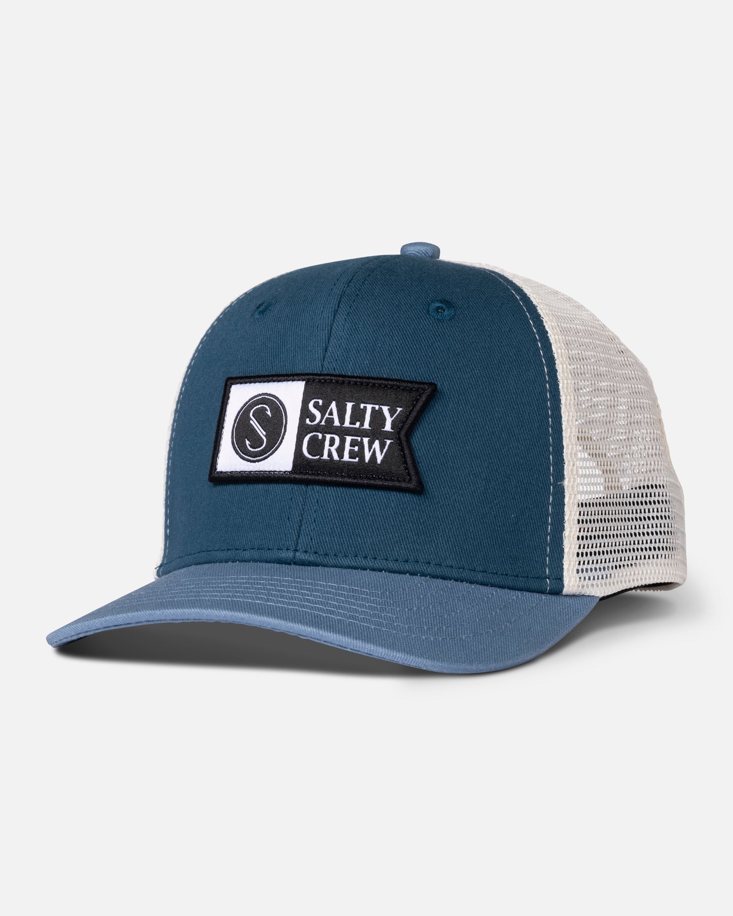 Front view of the Pinnacle Boys Retro Trucker Hat - Navy Slate. 