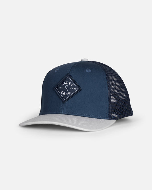Front view of the Sealine Boys Trucker - Navy/Grey. 