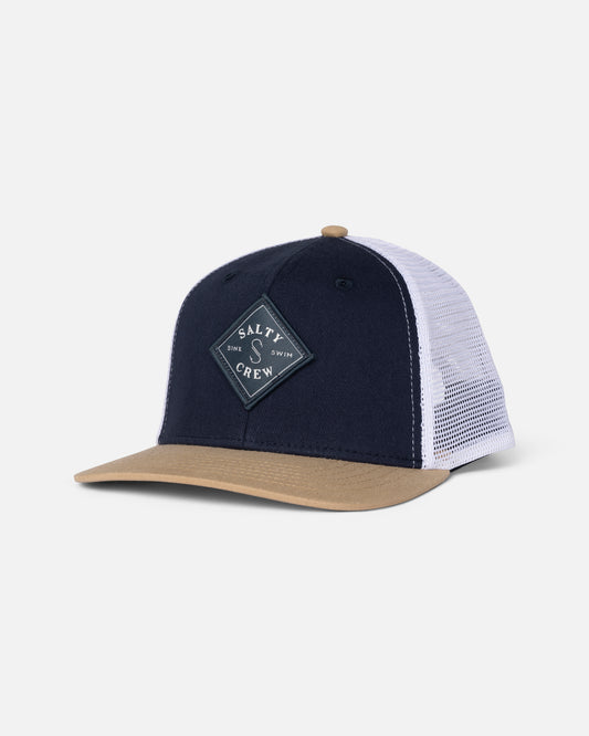 Front view of the Sealine Boys Trucker - Navy Khaki. 