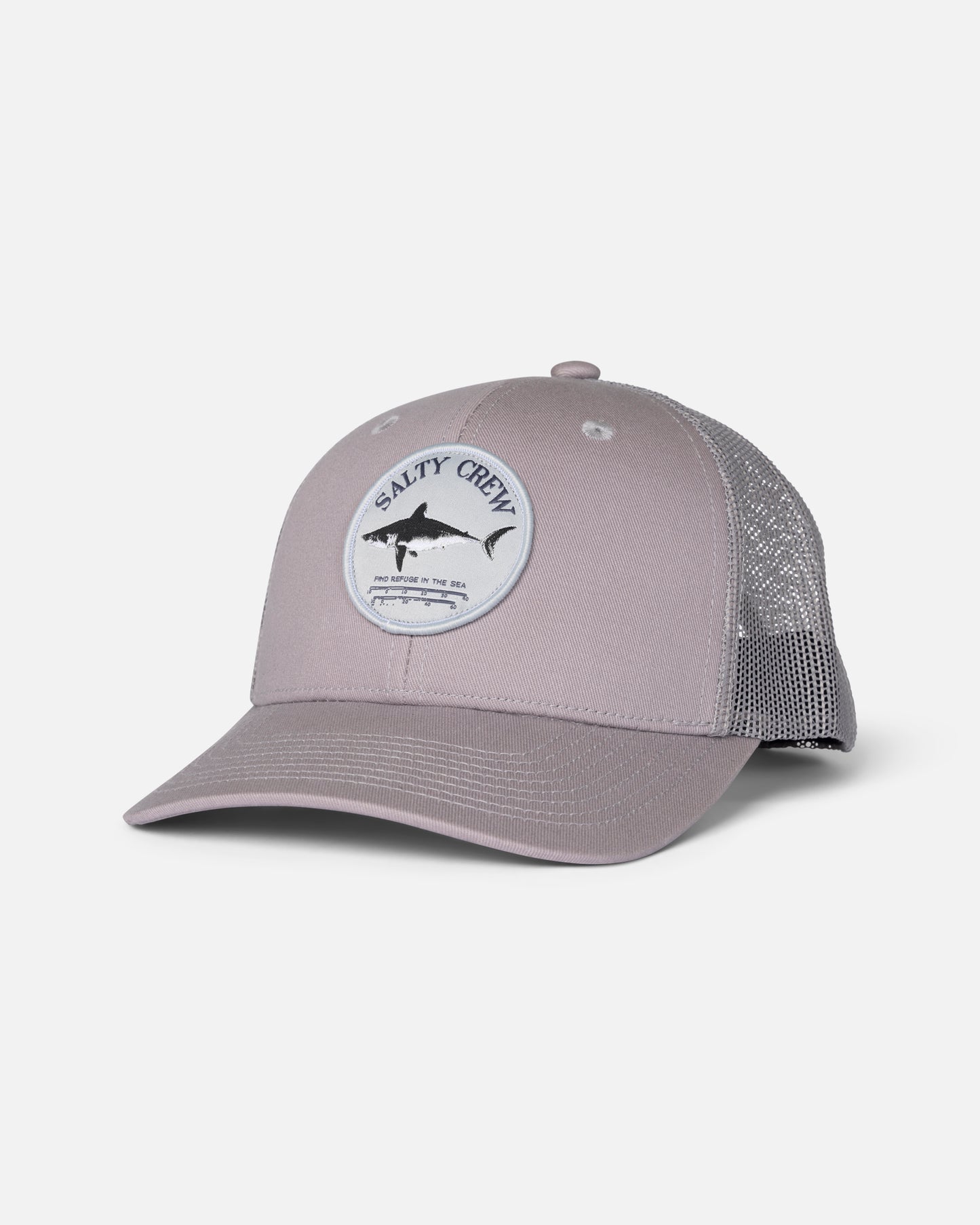 Front view of the Bruce Retro Trucker - Light Grey. 