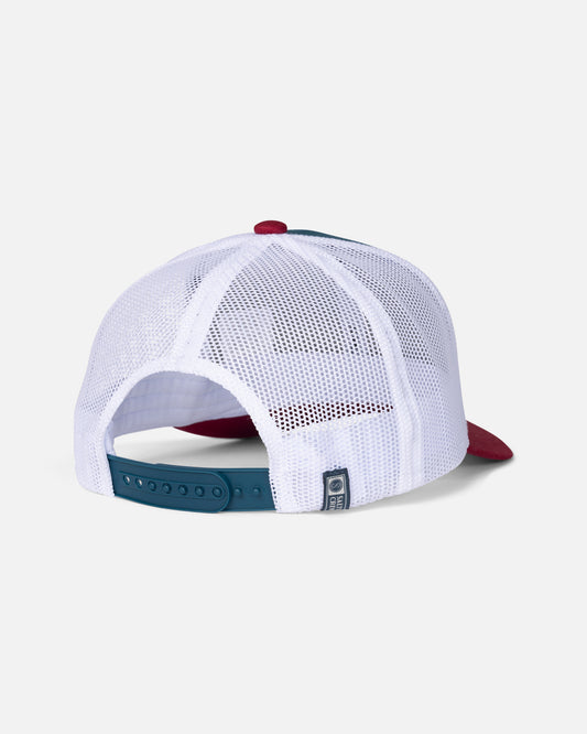Back veiw of the Bruce Retro Trucker - Red White Blue. 