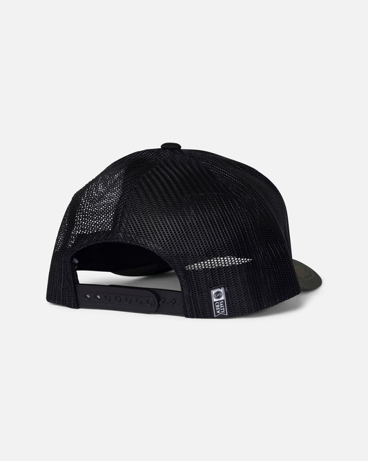Back view of the Pinnacle 2 Retro Trucker - Camo/Black. 